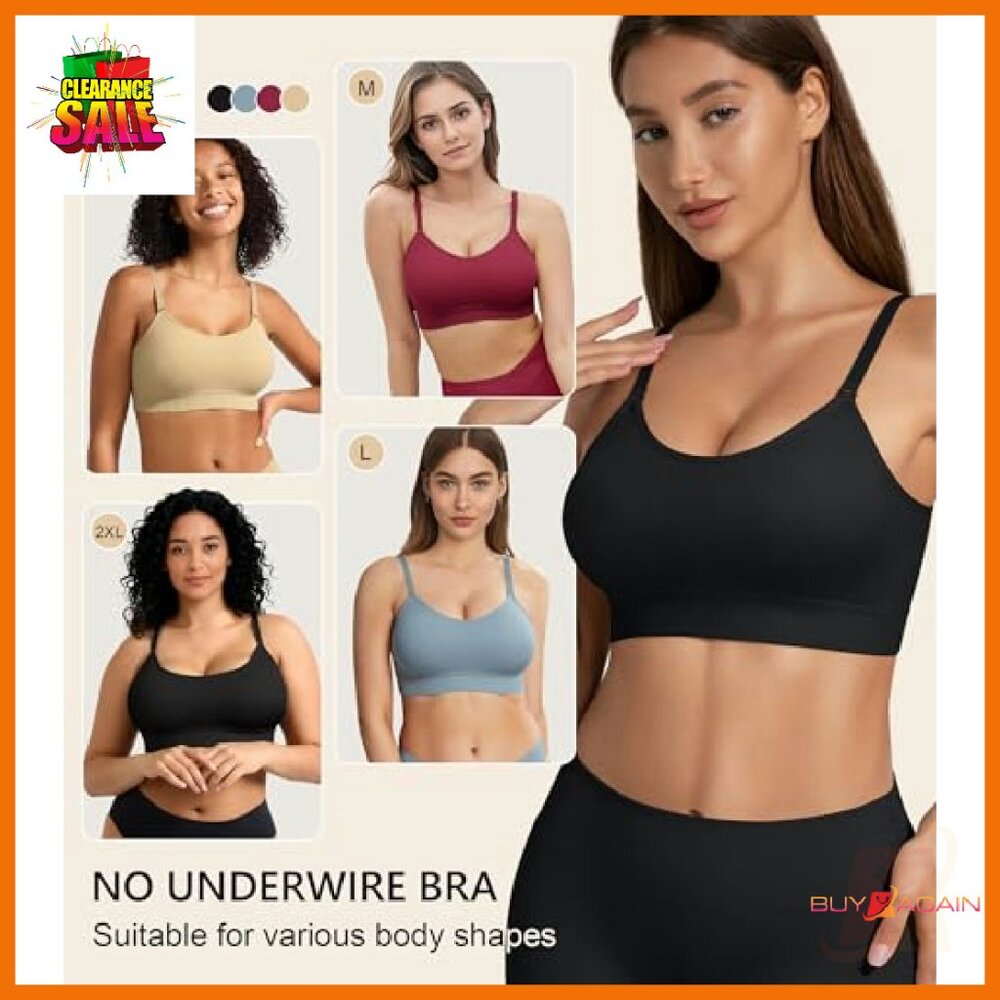 4-Pack Padded Bralettes Wireless Adjustable Strap… - image 6